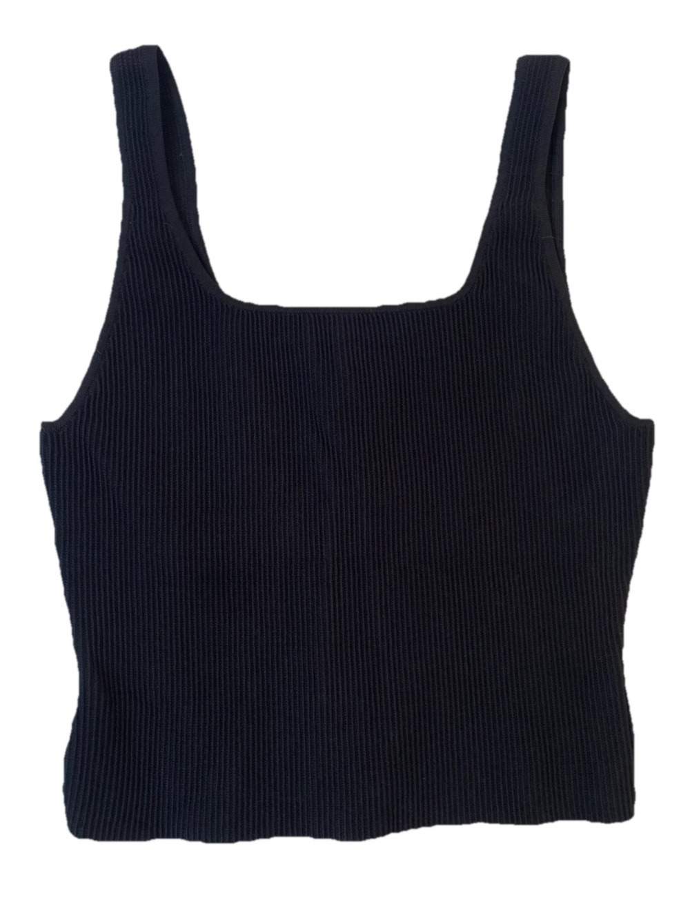 Babaton Black Sculpt Knit Ribbed Tank Top Women's Size Large